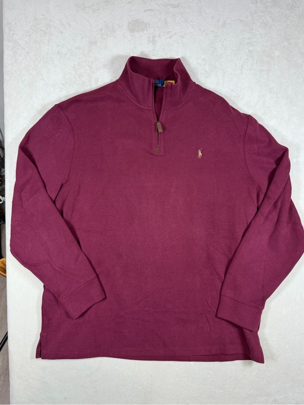 Polo Ralph Lauren XXL Classic Burgundy Quarter-Zip Pullover Ribbed Collar